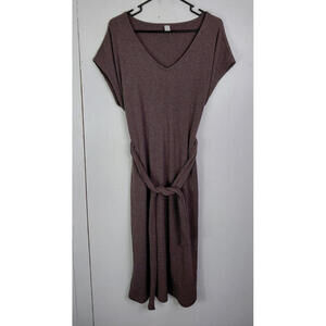Old Navy Mauve Brown Knit Belted V‑Neck Dress